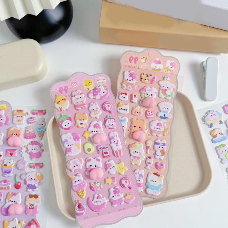 Animal Sticker Decorative Foam Sticker for Art Craft Scrapbooking Journals Phone Case Water Bottle Children Rewarding