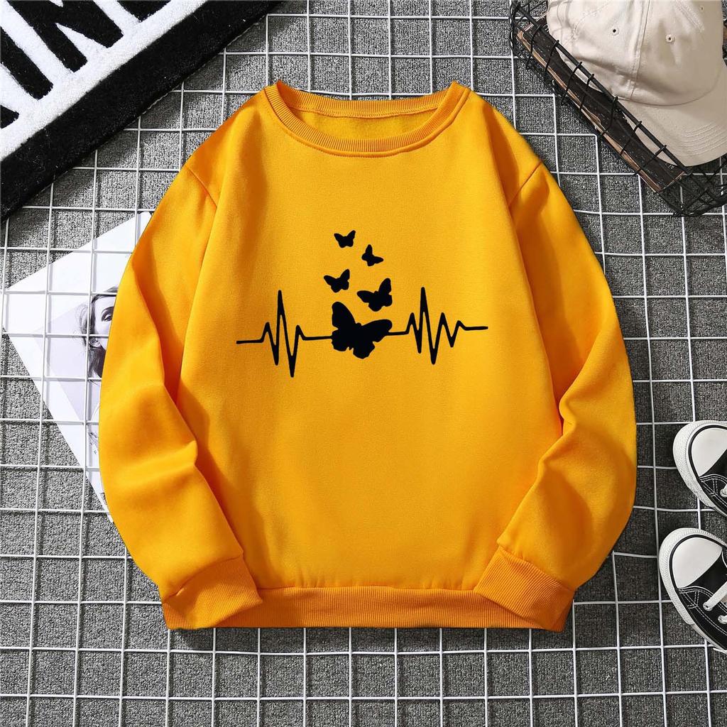 Verdicktes und gefüttertes Unisex-Sweatshirt mit Schmetterlingsprint 6933