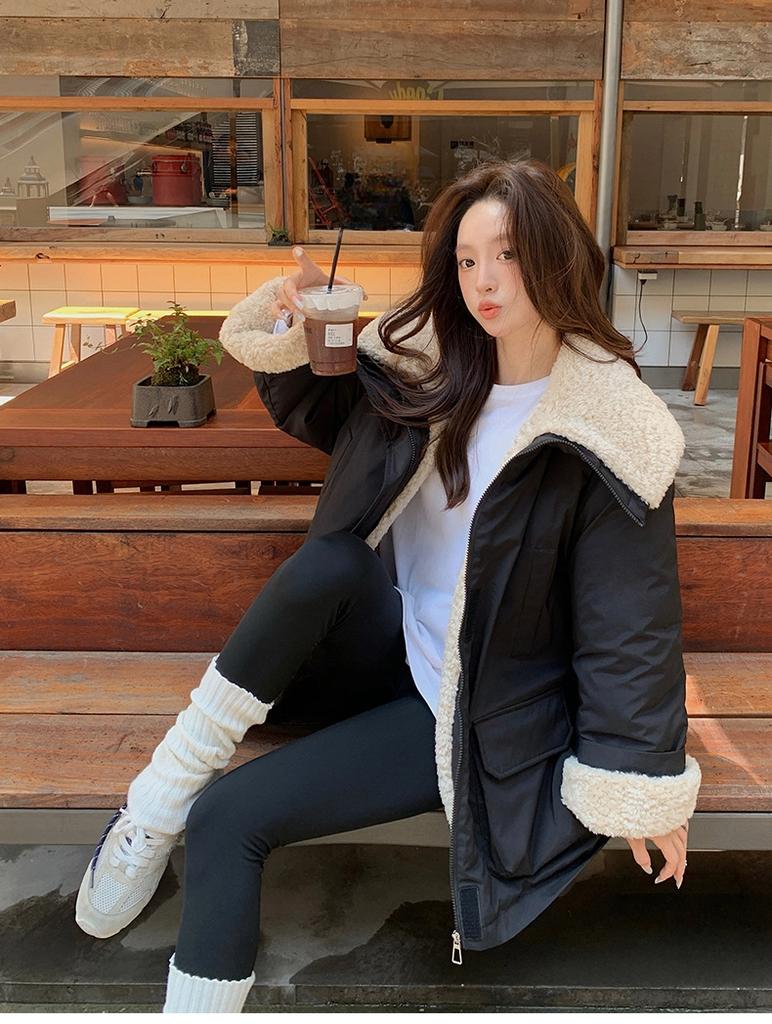 Large Laps Fur-Lined Thickened Workwear Parkas Women's Jacket