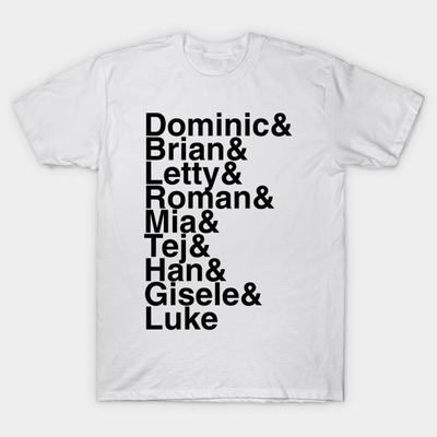 Men Black Print T-shirt Fast And Furious Helvetica List No-Cut Heat Transfer Print Cotton Tshirt