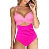 One Piece Women Set Swimsuit Print  Backless Puch Up Solid Sexy Women's Swimwear Bandage Ruched Female Bathing Suit Beachwear