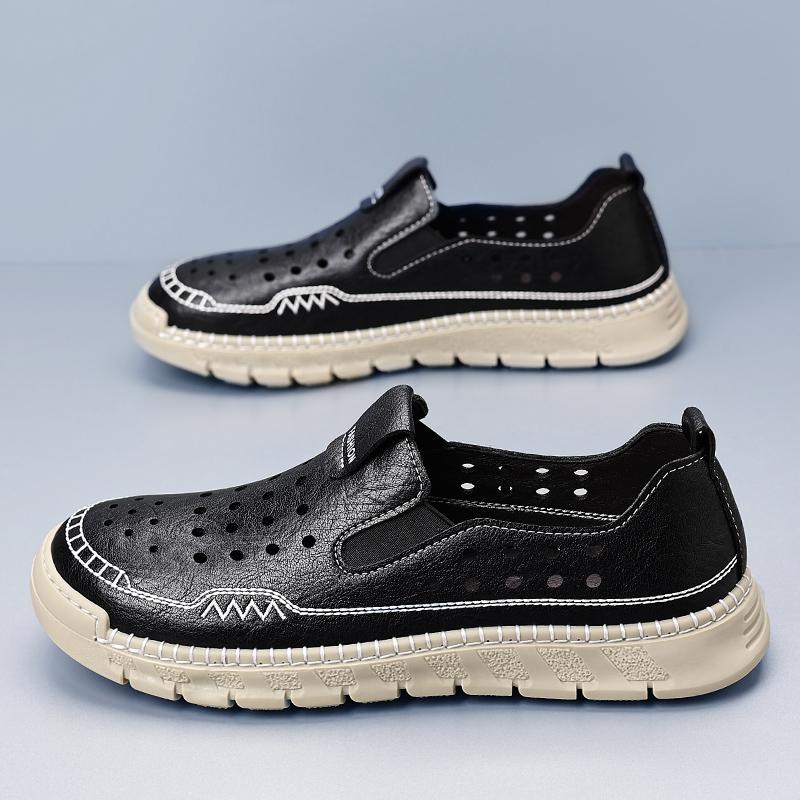Fashion Casual Leather Men Loafers Handmade Slip-on Lazy Flats  Breathable Male Walking Driving Shoes Outdoor Treking Footwear Moccasins
