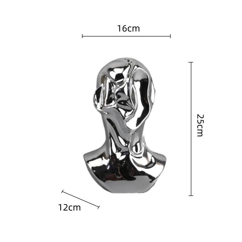 

Silver Pleated Human Head Abstract Figure Sculpture Resin Figurine Abstract Face Portrait Decorative Figurines Home Decoration серебряный