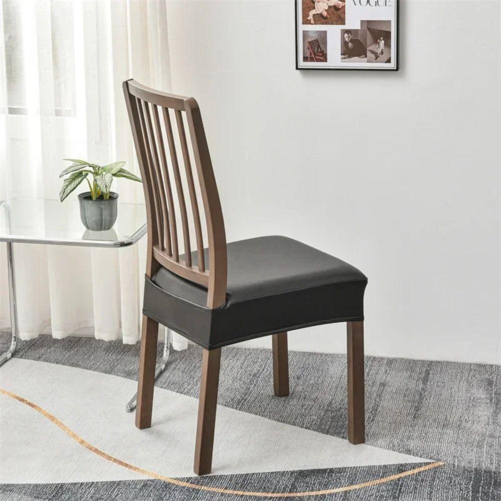 PU Leather Waterproof Seat Protectors Square Shape Elastic Chair Slipcover  Kitchen Use