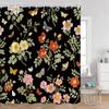 Floral Shower Curtain Colorful Flowers Birds Butterfly Botanical Green Leaves Bathroom Curtains Modern Bathtub Decor with Hooks