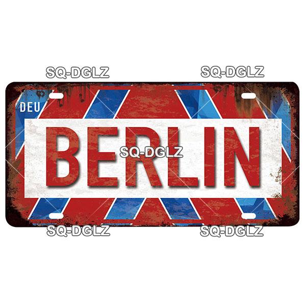 [SQ-DGLZ]Germany City License Plate Metal Sign Vintage Plaque Tin Sign Wall Decor Bar Decor BERLIN Team Flag Poster