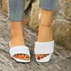 Fashion Ladies Shoes On Offer 2025 Open Toe Women's Slippers Outdoor Beach Slippers Women Plus Size Square Toe Weave Flat with Sandals