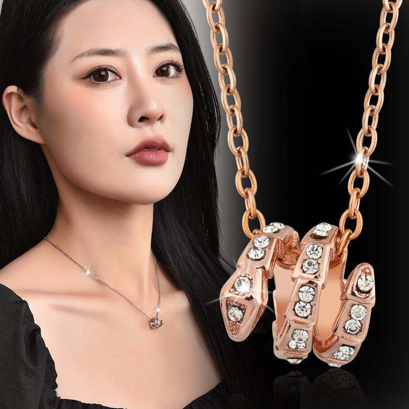 Snake Bone Advanced Versatile Snake Shape Spirit Clavicle Chain Pendant Necklace 60CM(Necklace Long)