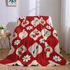 Cherry Red Lattice Flannel Blanket Warm Soft Halloween Christmas Couch Warm Cozy Decorative Decor Gift for All Season
