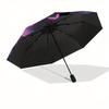 Butterfly, Neon Automatic Folding Umbrella  8 Ribs, Durable Iron Frame, Bright Color Pattern Compact Travel Umbrella, Suitable for Outdoor,