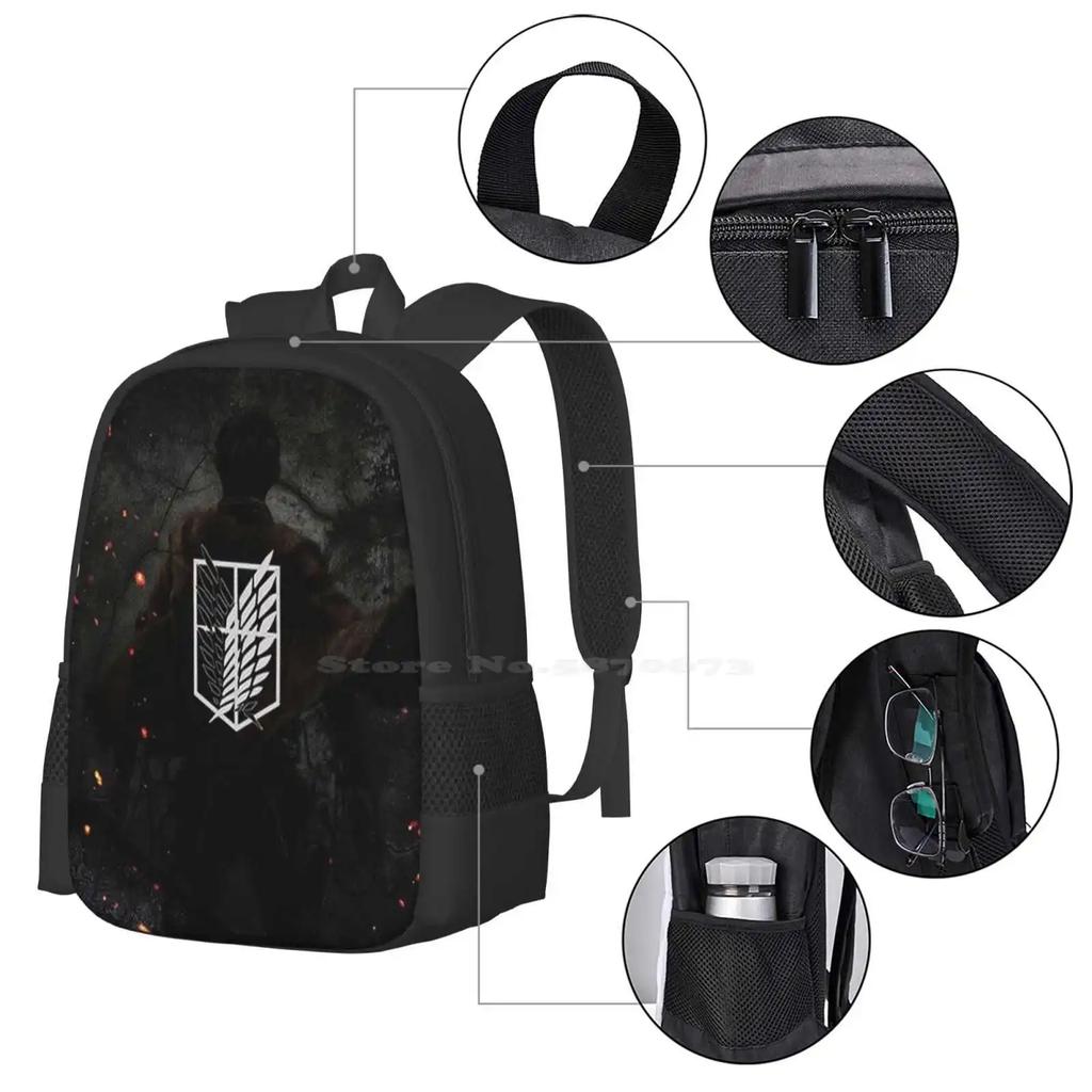 Shingeki No Kyojin Pattern Design Laptop Travel School Bags Atack On Titan Atackontitan Shingeki No Kyojin Anime Animation