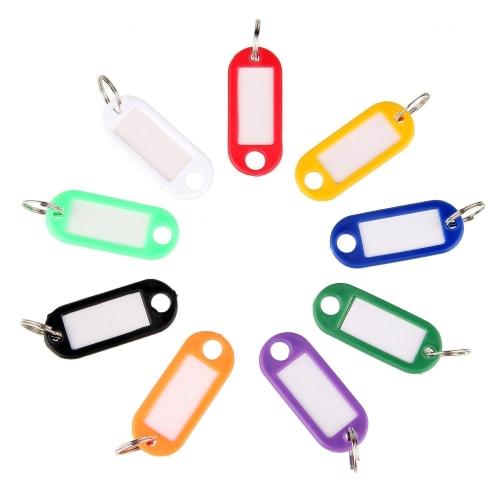 Aosnow Colorful Key Label Tags, Keychains, ID Labels, Luggage Tags, Pet Name Tags (100 Multicolored)