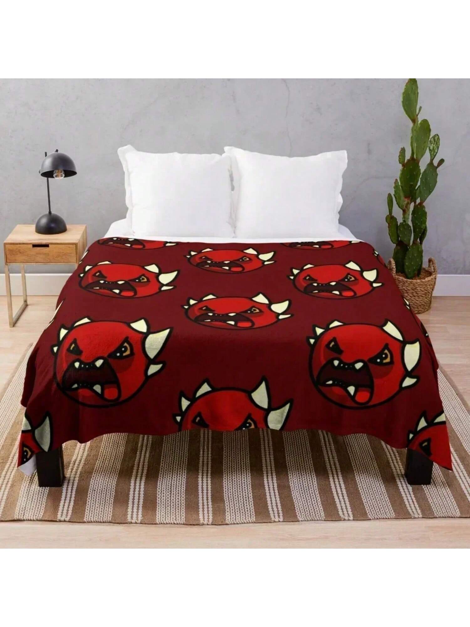 

Geometry Dash Extreme Demon Throw Blanket Blankets Sofas Of Decoration Vintage Bed Fashionable Flannel Blankets 75X95CM
