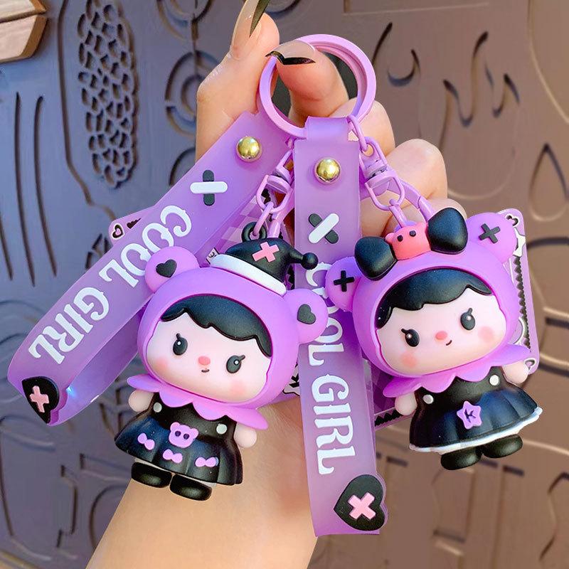 Cartoon Rebel Sweetheart Series Doll Keychain Couple School Bag Pendant Car Keychain Gift