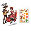 Celebration Accessories Day of The Dead Window Clings Halloween Double-Sided Skull Sticker Decals Colorful Flower Skeleton Static for Mexican House
