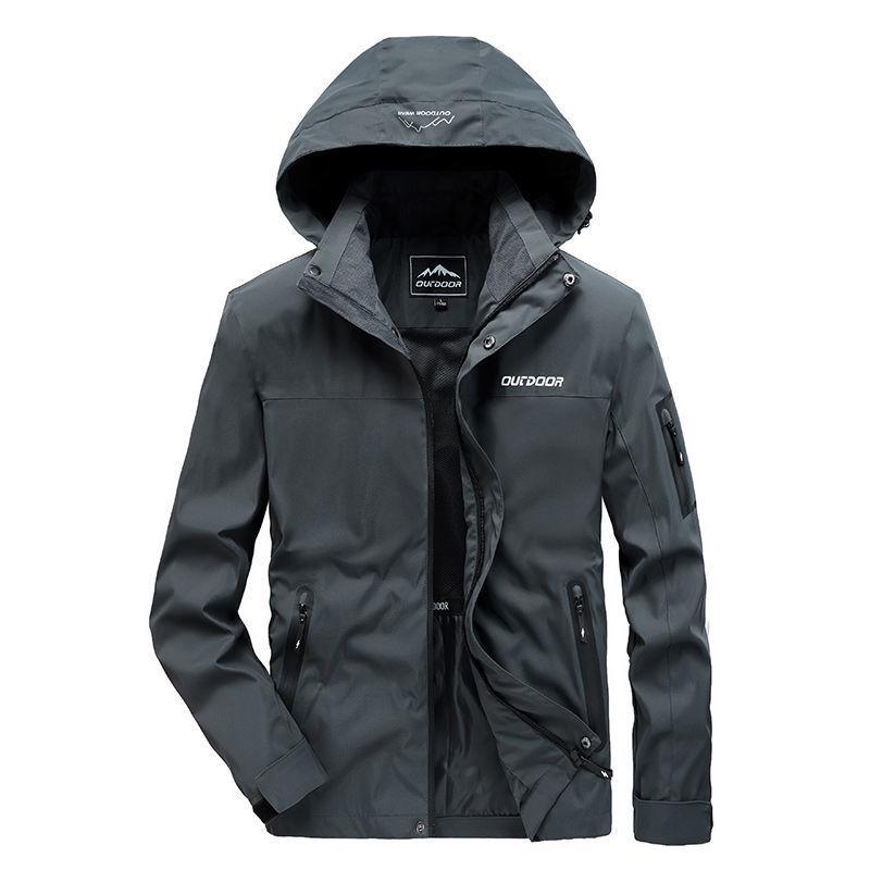 Men's Windproof Waterproof Fleece-Lined Jacket with Removable Hood for Autumn and Winter - Stain-Resistant Outdoor Mountaineering Outerwear.
