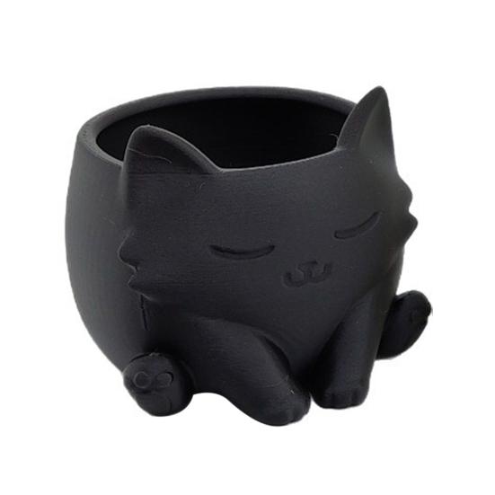 

3D-печатный горшок-кашпо для кошек, для дома, балкона, сада, для суккулентов, трав, цветов чёрный