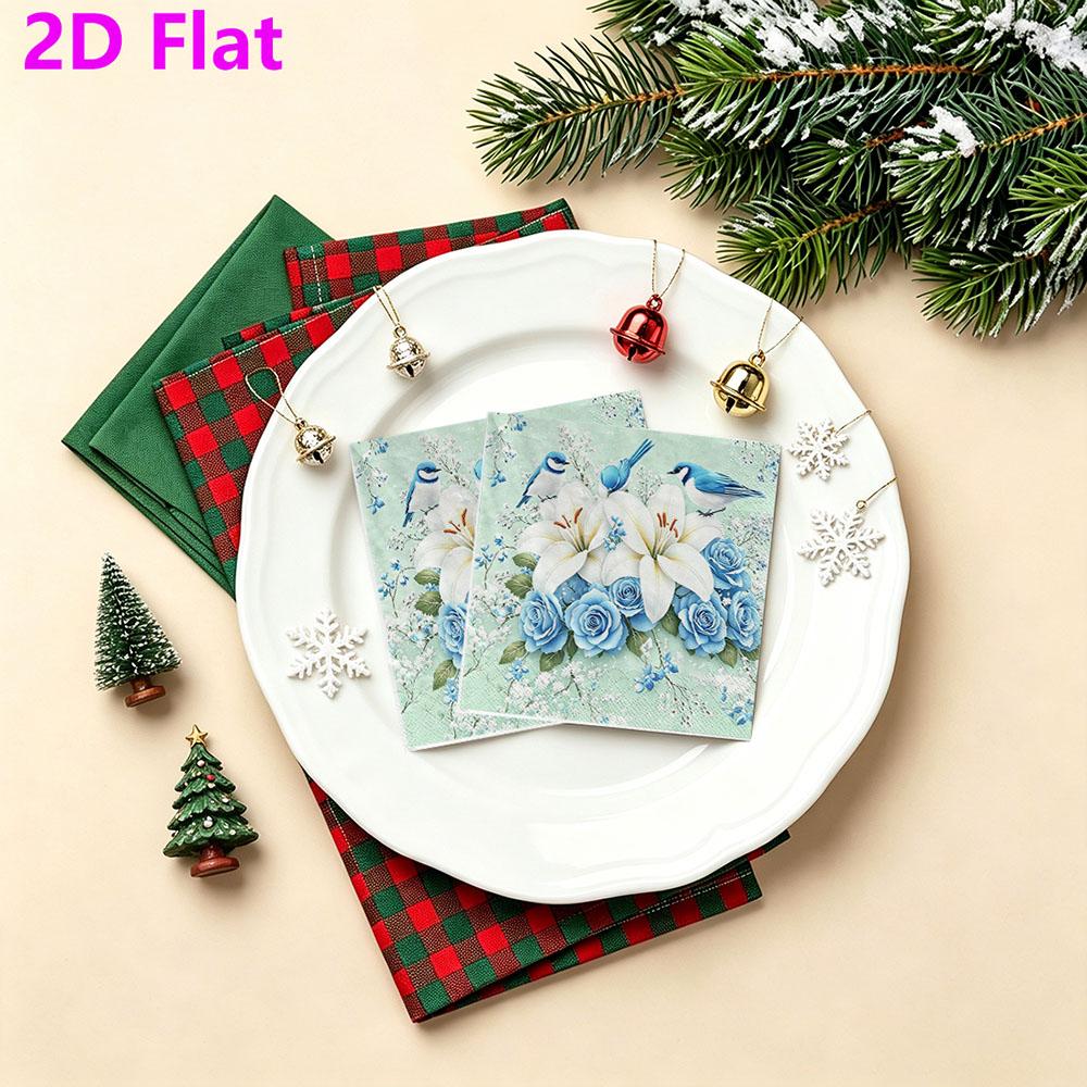 20pcs Disposable Napkins with Flowers, Birds Pattern Print for Wedding,Parties,and Daily Use for Thanksgiving Fall Christmas Table Decoration