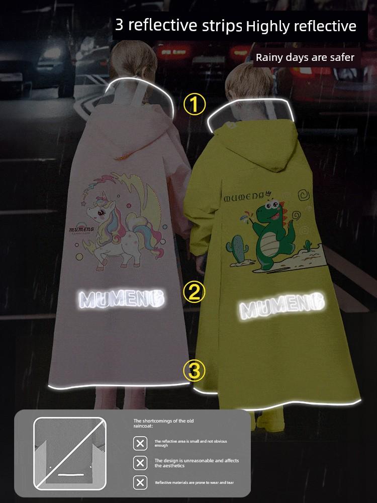 Children's Raincoat with Backpack Space for School, Thickened and Lengthened, Full-Body Waterproof, Suitable for Kindergarten and Elementary School