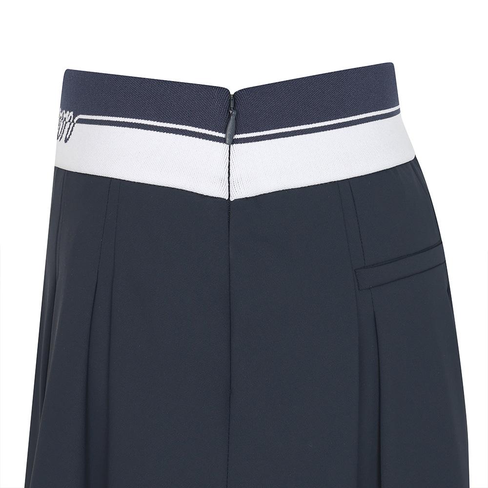 MALBON GOLF Wide Logo Banded Pleated Skirt Navy (Woman)
