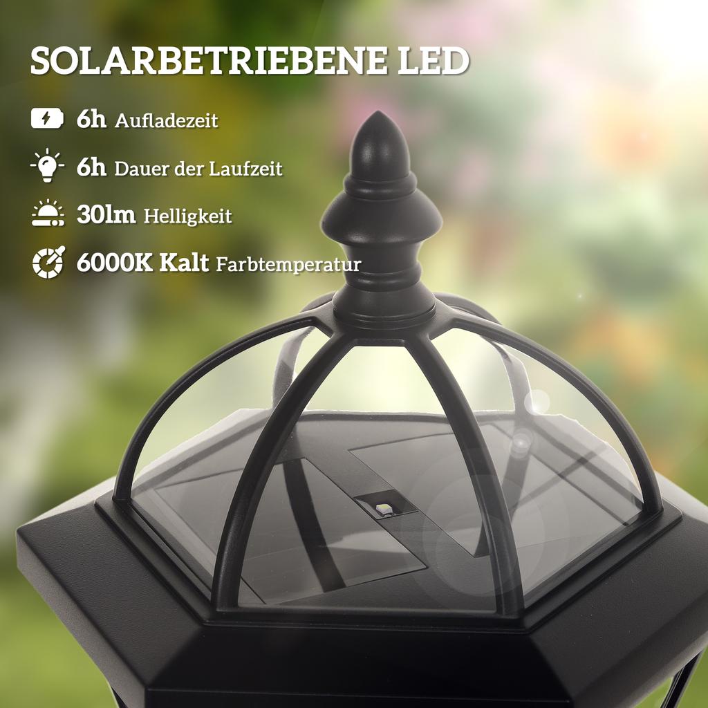 2 PCS 1.3M Garden Solar Lamp Post Lights Solar Powered LED Lantern Patio Pathway Walkway Outdoor Water-Resist Auto Switch 6 Hours Black