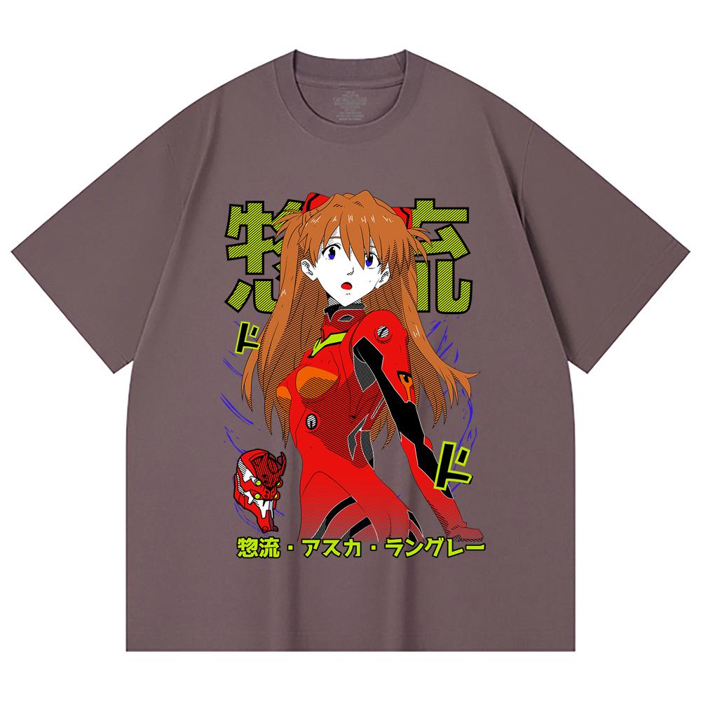 230 Gsm 100% Cotton Evangelion V10 Asuka Print Unisex Heavy Cotton T Shirt