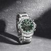 Mens Multifunctional Double-Display Watches Date Stainless Steel Watchband LED Luminous Mode Waterproof Wrist Watch