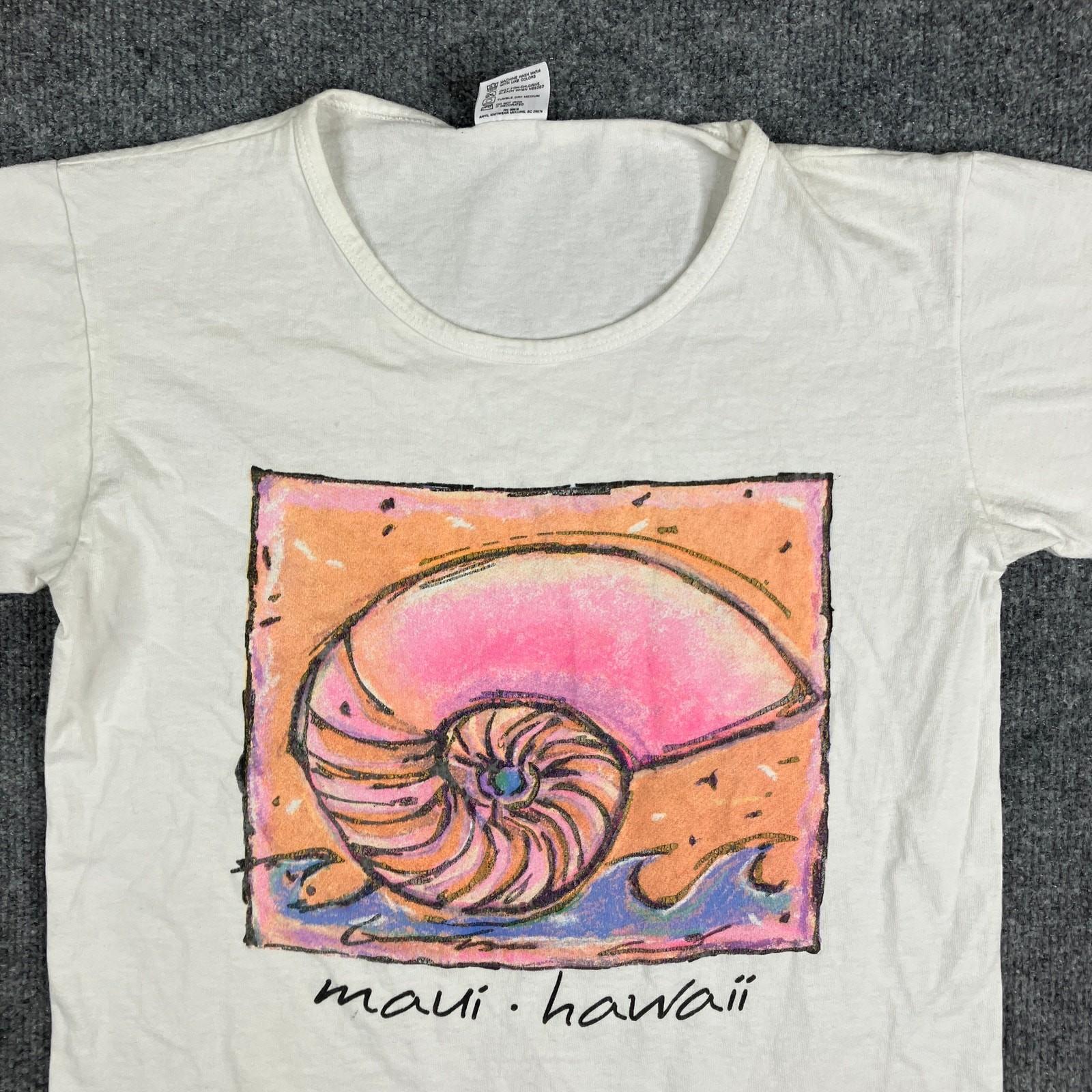 Anvil T-Shirt Womens Size S White Maui Hawaii Nautilus Shell Graphic Tee XXXXL