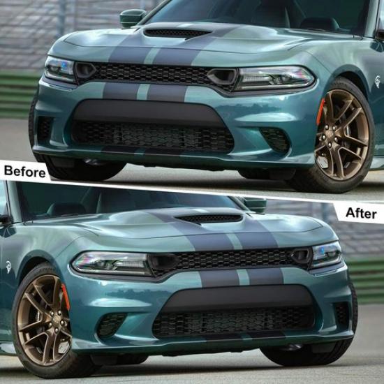 Carbon Fiber Front Bumper Center Grill Grille Trim Frame for Dodge Charger 2015+