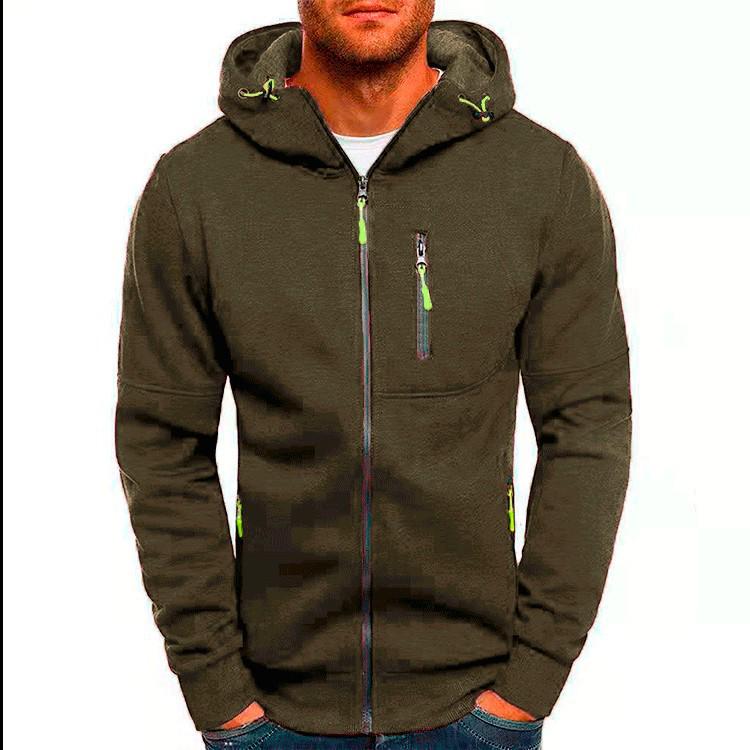 Men's Solid Color Hooded Zip-Up Sweatshirt Jacket - Spring/Autumn Casual Fashion