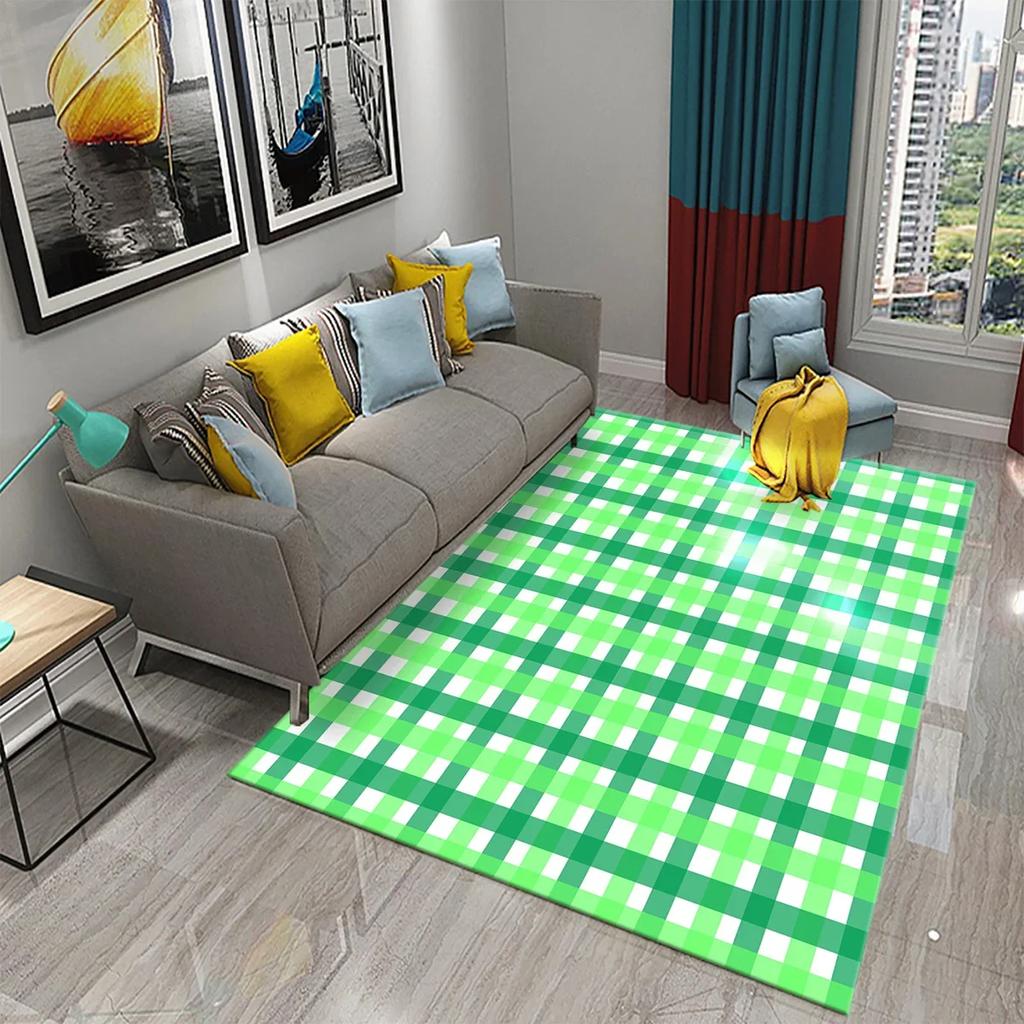 3D Retro Colorful Plaid Lines Carpet Colour Geometry Ethnic Style Rugs for Living Room Bedroom Decor Area Rugs Kitchen Floor Mat