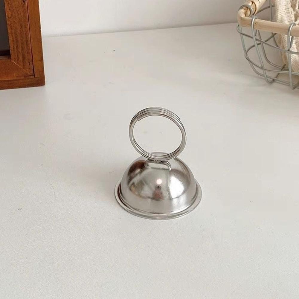 3 Stück Silber Edelstahl Kartenhalter Stabile Basis Multifunktionale Metall-Notizklammern Minimalismus Design Tischkartenständer