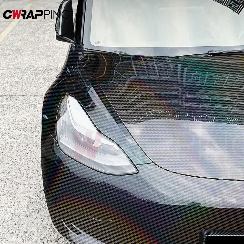 Carbon Fiber Vinyl Film High Gloss Laser Black Motorcycle DIY Stickers Effect Wrap Sticker for Car Motorcycle Body Accessories