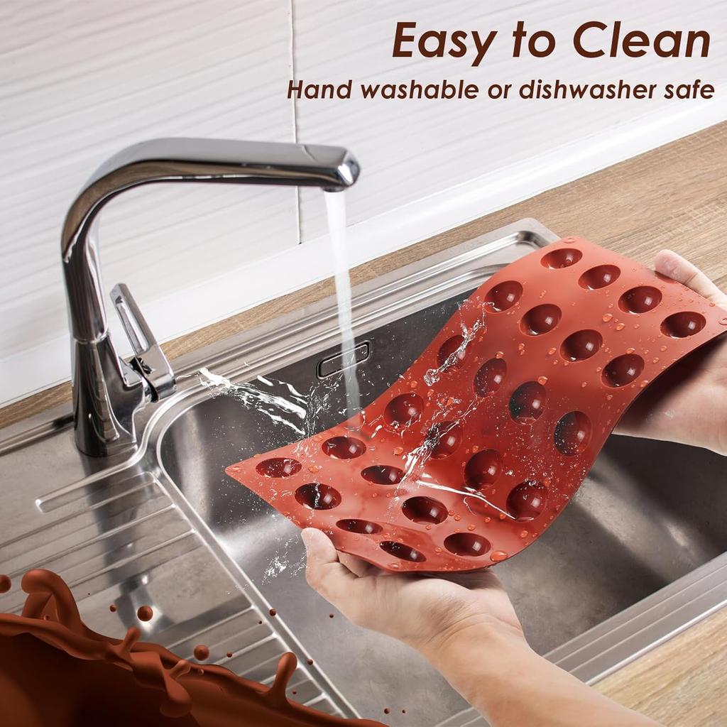 2 PCS Silicone Chocolate Molds, 24-Cavity Half Spheres Silicone Molds for Baking Cocoa Bomb, Pudding, Jelly, Butter Balls, Food Grade Silicone, Heat