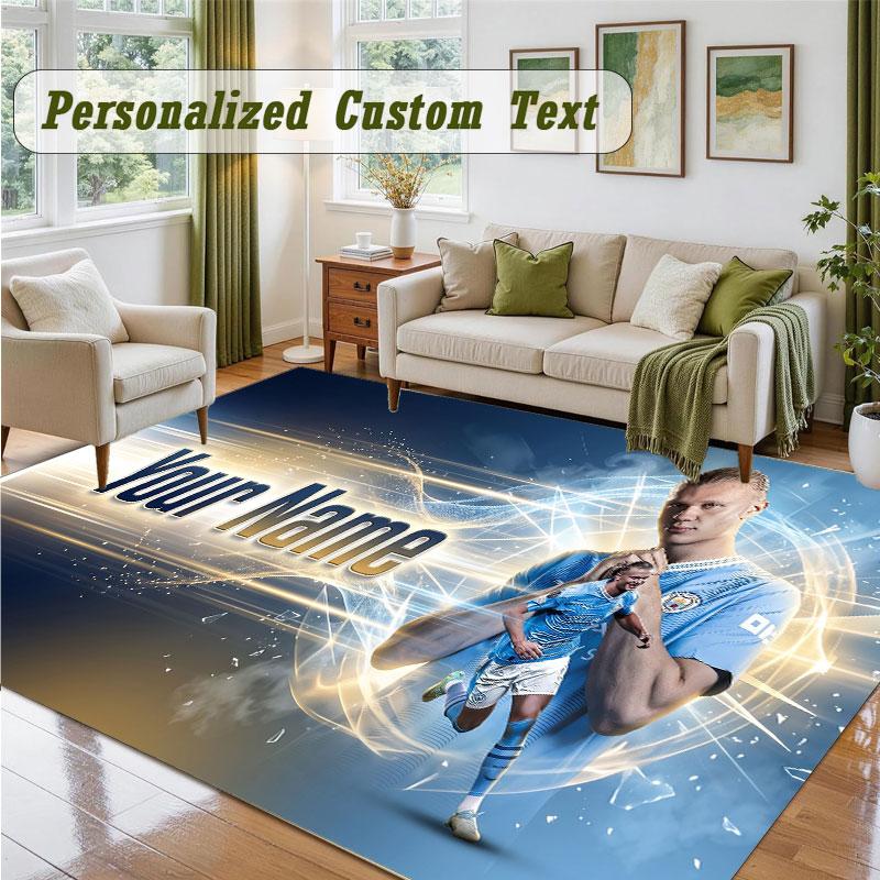 Crystal Velvet Square Rug Custom NameErling Haaland Pattern Non Slip Home Floor Decor Rug