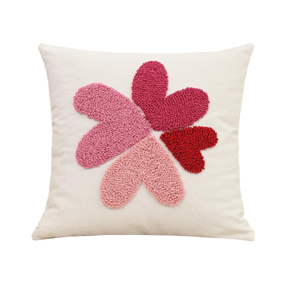 BUYNOW 1PC Velvet Heart Valentine's Day Pillow Case Cute Pink Bohemian Living Room Sofa Cushion Cover Home Bedroom Decor Cojines