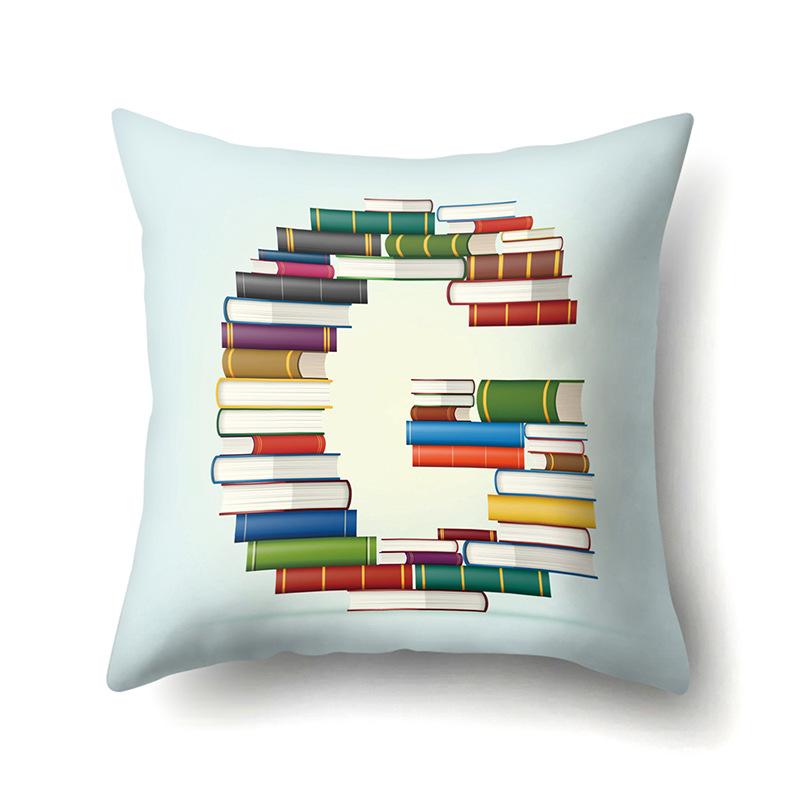 Polyester Pillowcase Car Decoration Home 26 English Letters Print Book Pillowcase