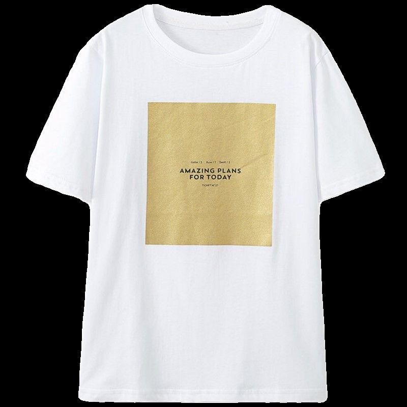 Fashion Style 2024 Summer New Arrival Women's Clothing Slim Looking Metal Series Print Round Neck Short Sleeve T-shirt 0264040 303