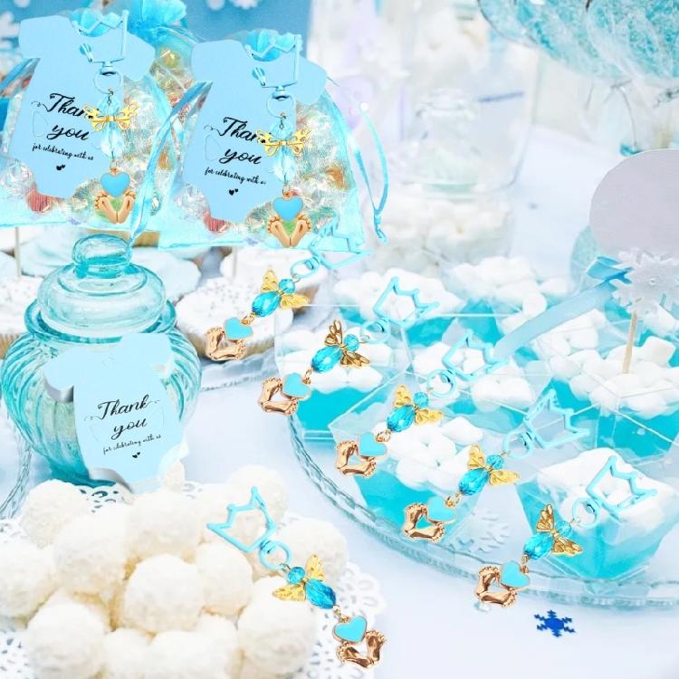 20pcs Handmade Keychains with Organzas Bags for Wedding and Baby Shower Baptism Party Supplies Anniversary Decorations