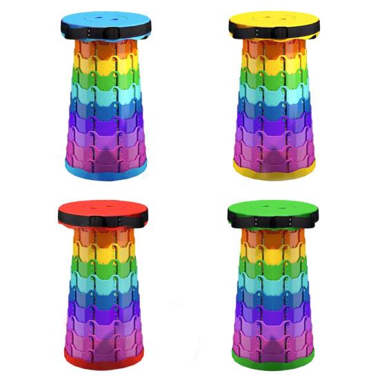 Folding Stool with Carrying Handle Height Adjustable Retractable Stool Heavy Duty Outdoor Camping Picnic Fishing Collapsible Telescoping Chair