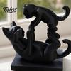 Cat Collectible Art 3D Printed Black Figurine, Modern Kitten Statue, Animal Shape Shelf Figure Desk Decoration for Home Office, Gift Lovers Piece