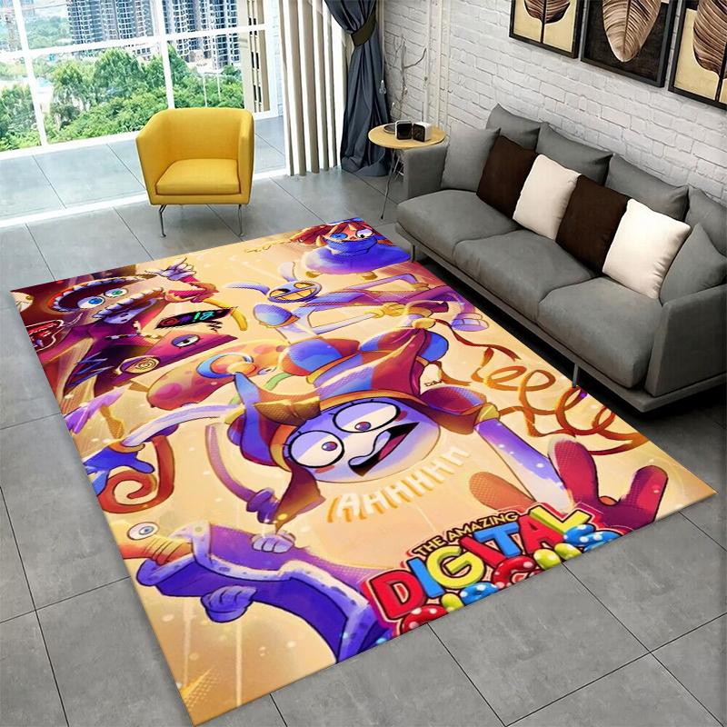 Cartoon Amizing Digtal Circus Pomni Non-Slip Area Rug for Living Room,Bedroom,Playroom,Carpet Floor Mat Home Decor Rug Kids Room