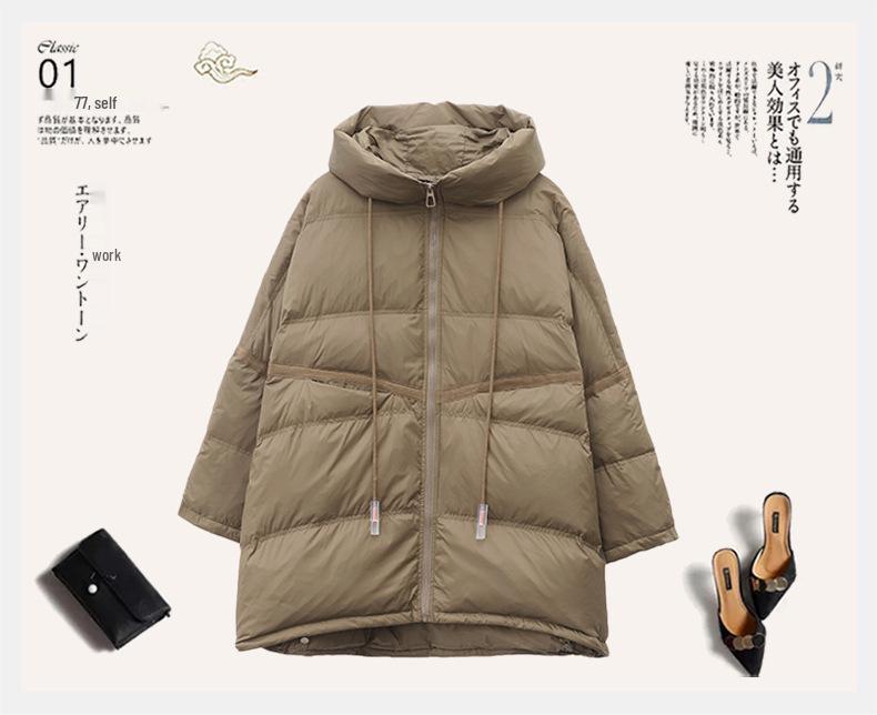 Women's Mid-Length Down Jacket 2024: Winter Loose Fit Plus Size Thickened White Duck Down Coat for Middle-Aged Moms