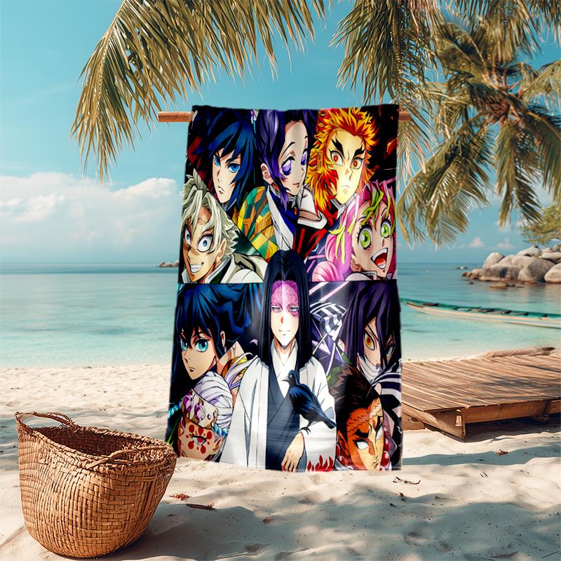 Japanese artist Koyoharu Gotouge's Demon Slayer beach towel, outdoor camping vacation swimming beach towel, outdoor absorbent bath towel blanket K6