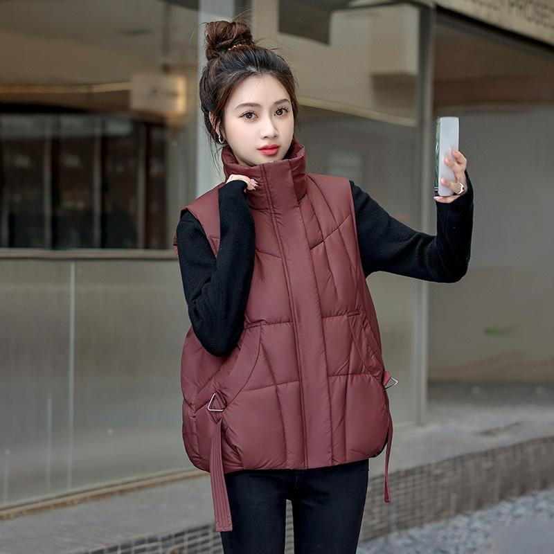 Short Cotton Waistcoat Loose Fashion Cotton Waistcoat Autumn and Winter Women's Down Cotton Waistcoat Vest
