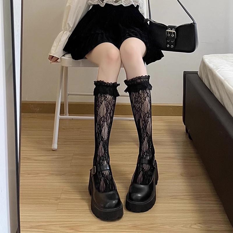 Women's Lolita Lace Mid-Length Breathable Socks for Spring & Summer