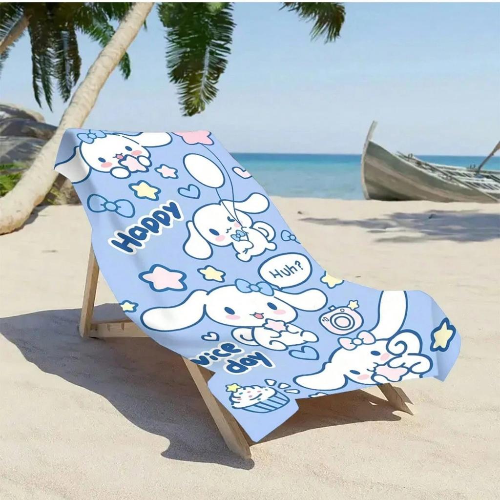 1pc Sanrio Cinnamoroll Cartoon Pattern Microfiber Beach Towel, Quick-Dry, Ultra-Absorbent, Digital Print