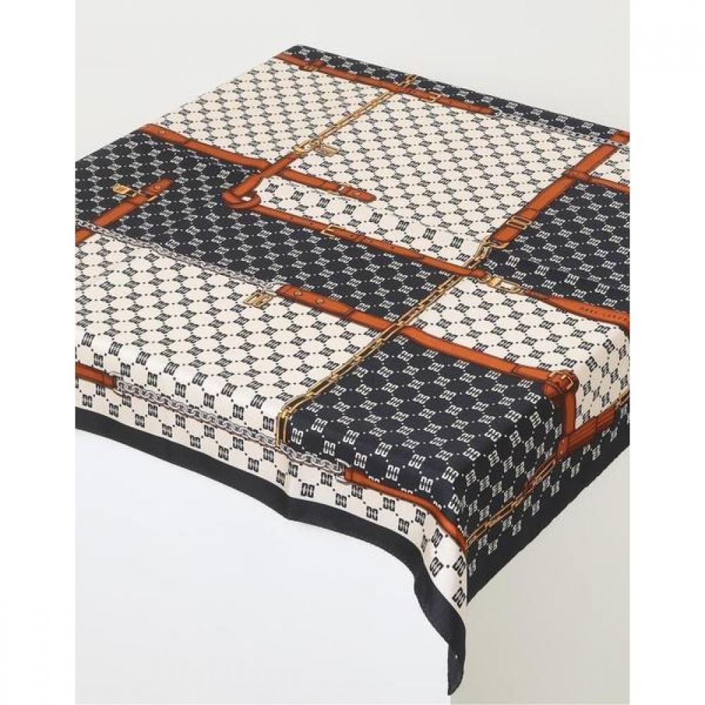 Daks Navy Dd Pattern Square Silk Scarf Dcsc2f024bk