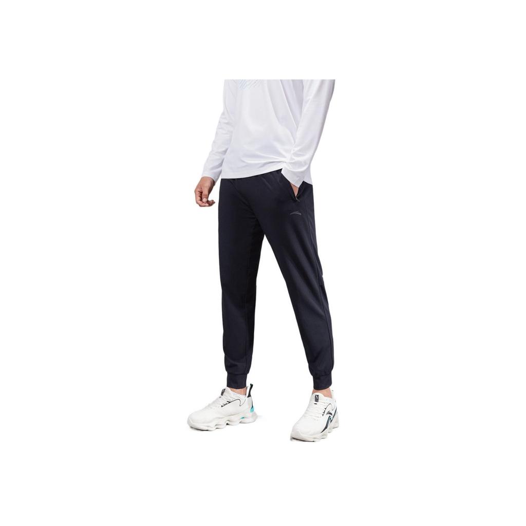 Anta Solid Color Casual Tapered Sweatpants Men Bottoms Black 152237321-2