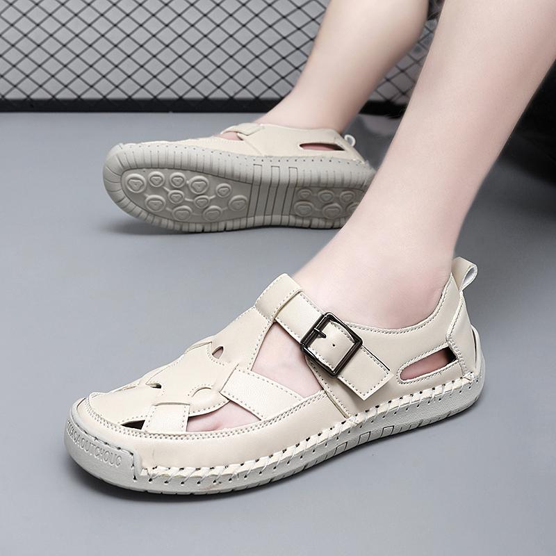 Women's Sandals Summer Essentials Hiking Shoes Black Beach Flat Shoes Casual Soft Roman Sandals for Girl Plus Size